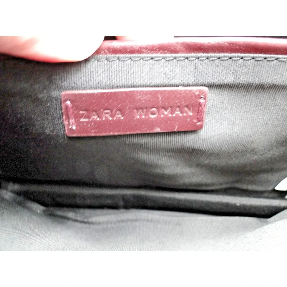 Zara Woman Burgundy Buffalo Leather Shoulder Bag‎ 28cm X 20cm